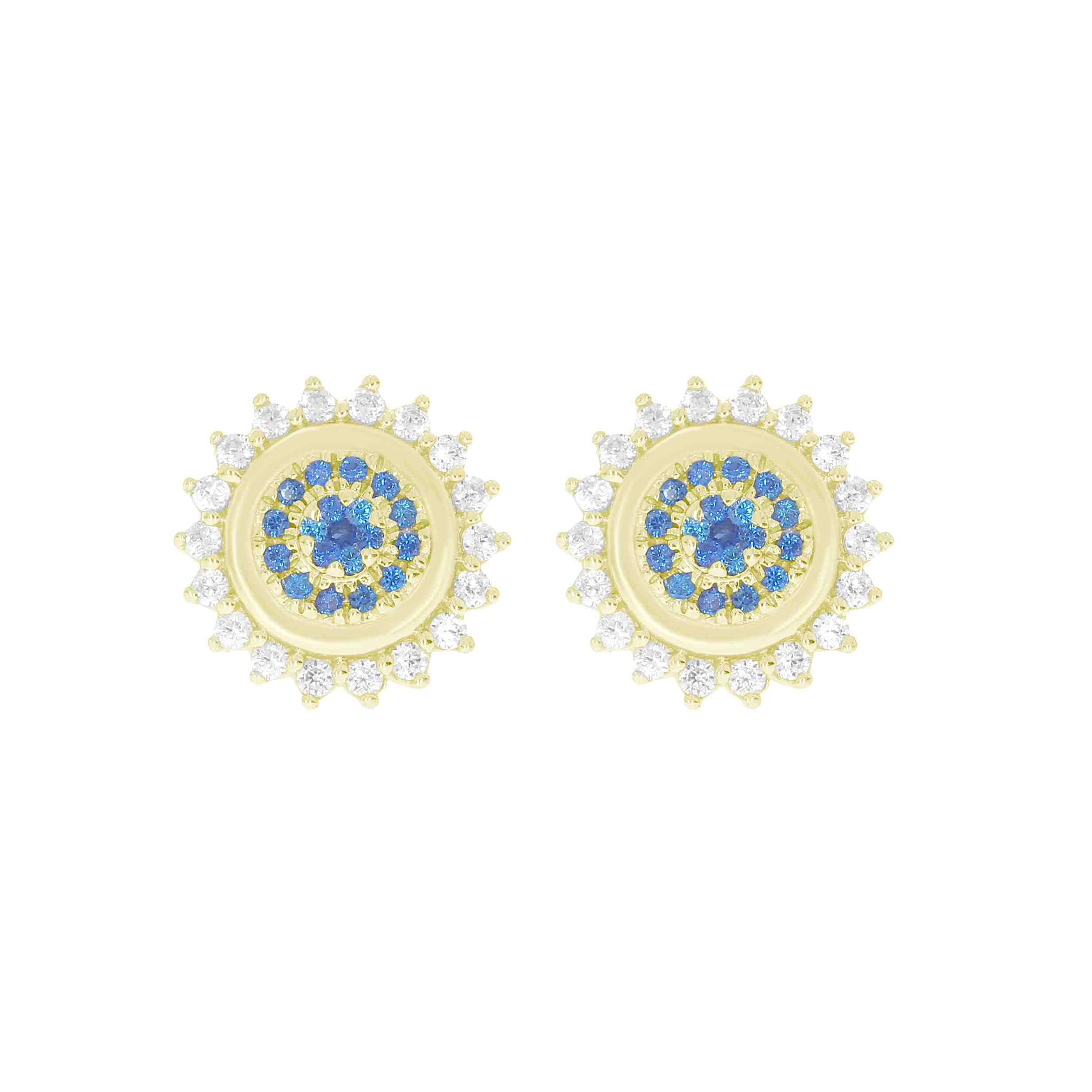 Evil Eye Blue and White Diamond Stud Earrings PD31024AER